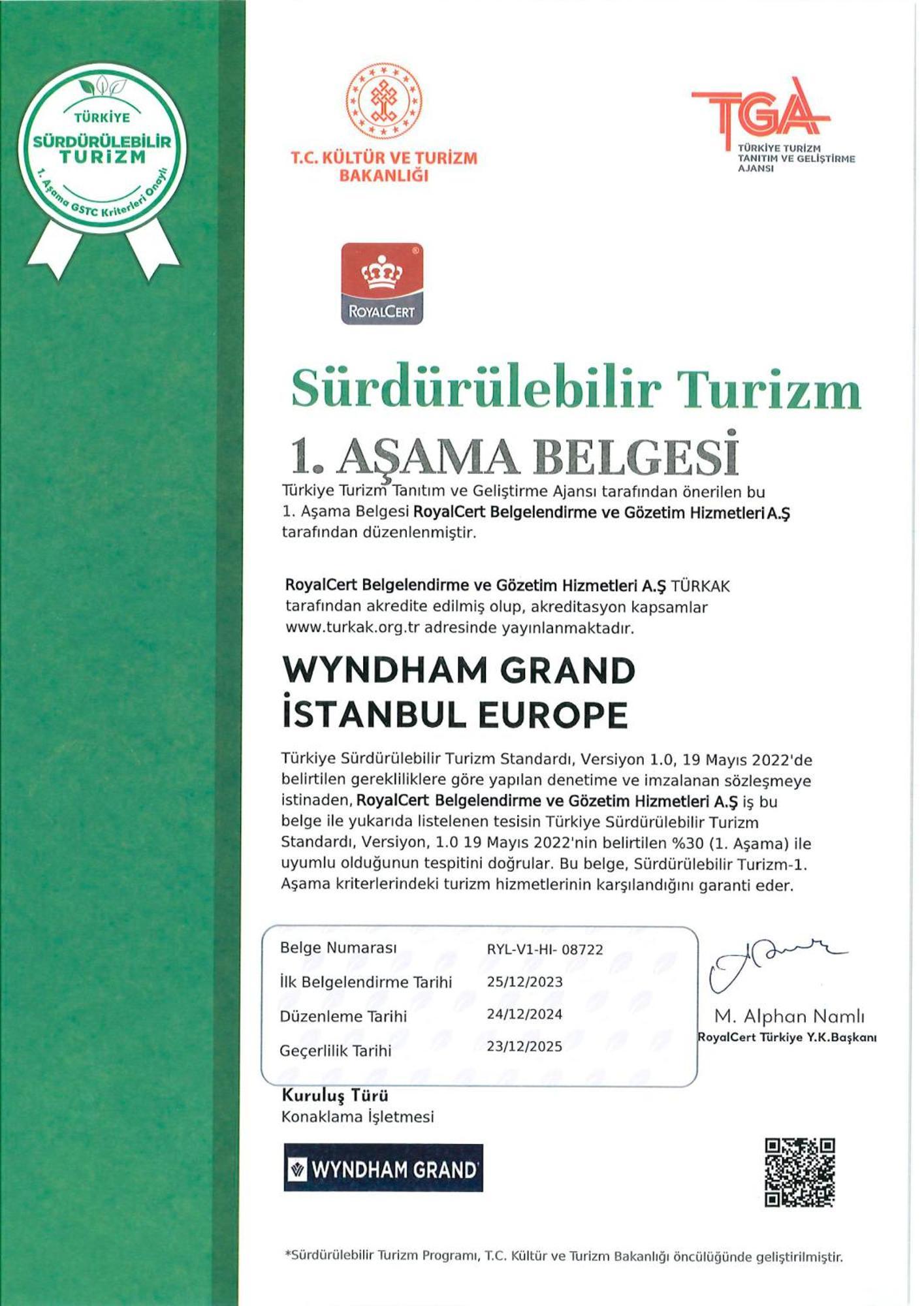 温德姆豪华伊斯坦布尔欧洲酒店 外观 照片 Sustainable Tourism Certificate